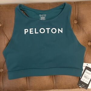 Peloton Deep Teal High-Neck Sports Bra with White Logo